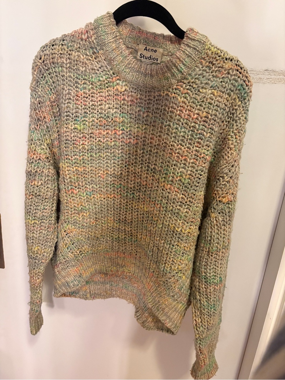 Acne Zora Multicolor Chunky Knit Sweater - Pastel Mix